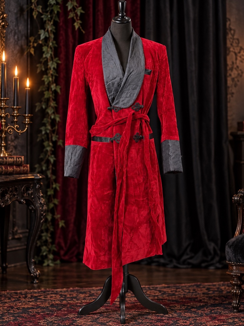 Red Gothic Victorian Coat Velvet Look